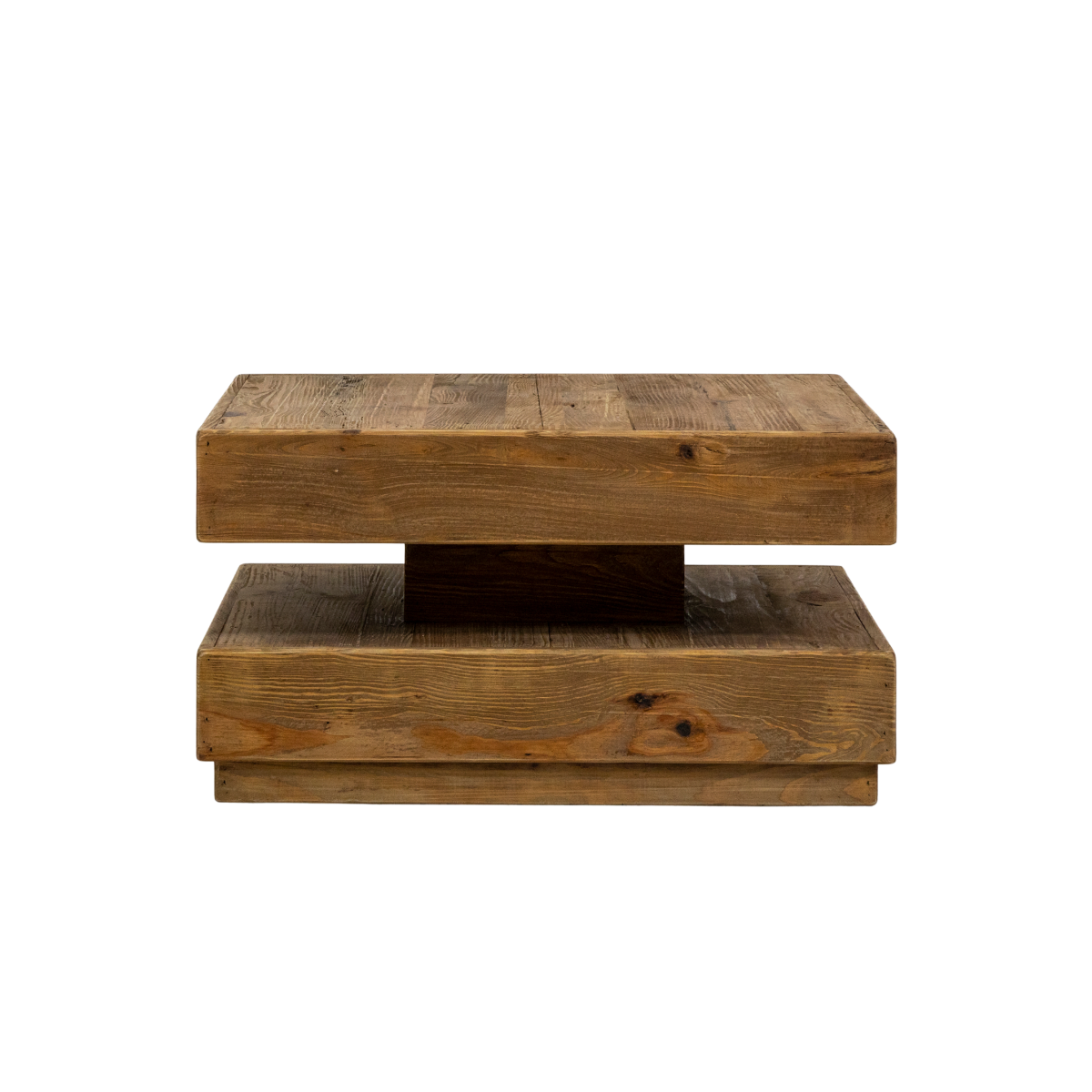 Table basse carrée à double plateau en bois recyclé Blaise