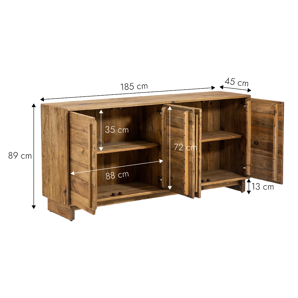 Buffet 4 portes en bois recyclé Blaise