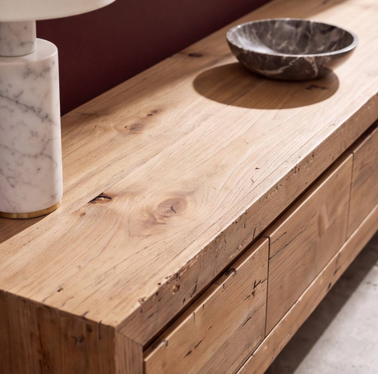 Meuble TV 4 tiroirs en bois recyclé Blaise