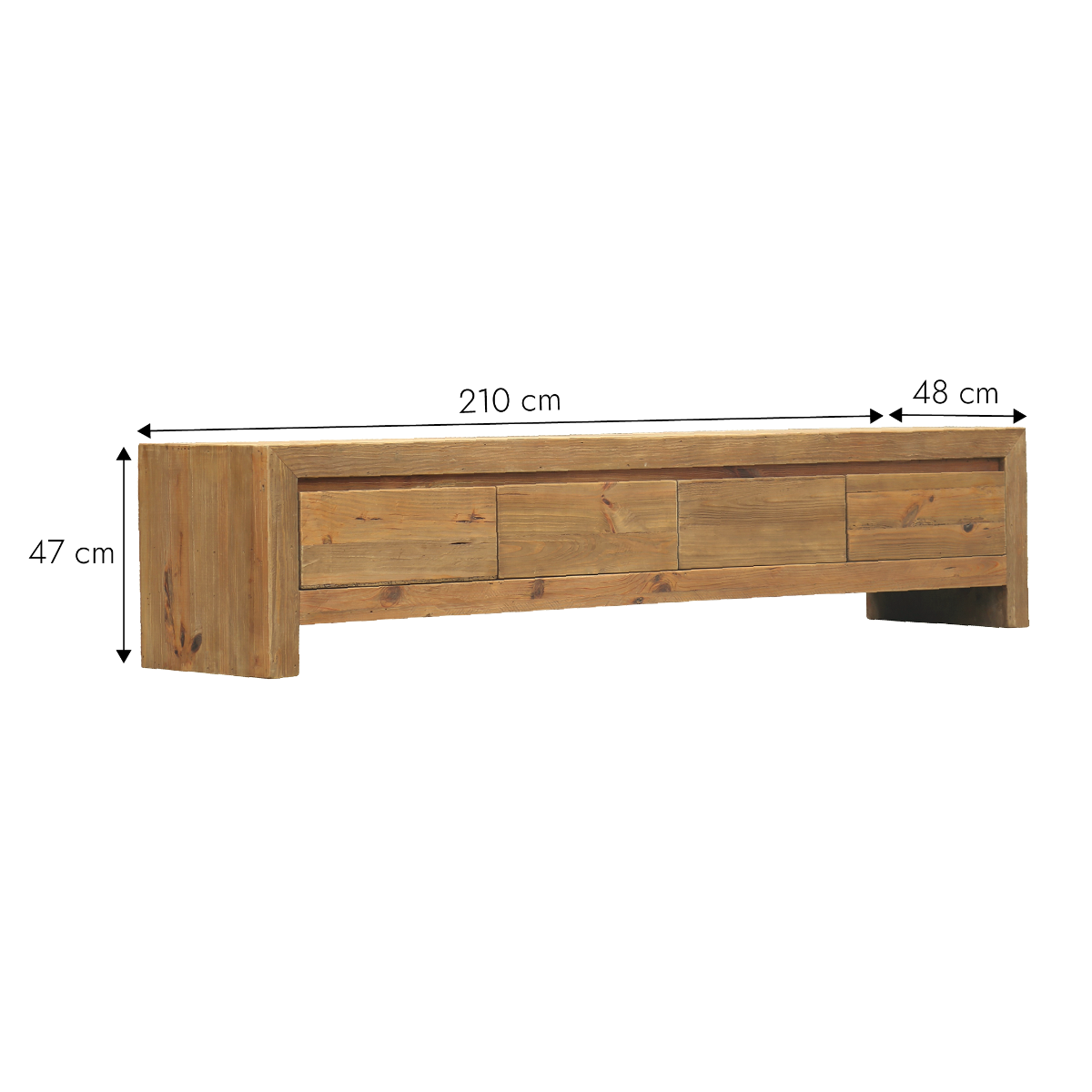 Meuble TV avec tiroirs en bois recyclé Blaise