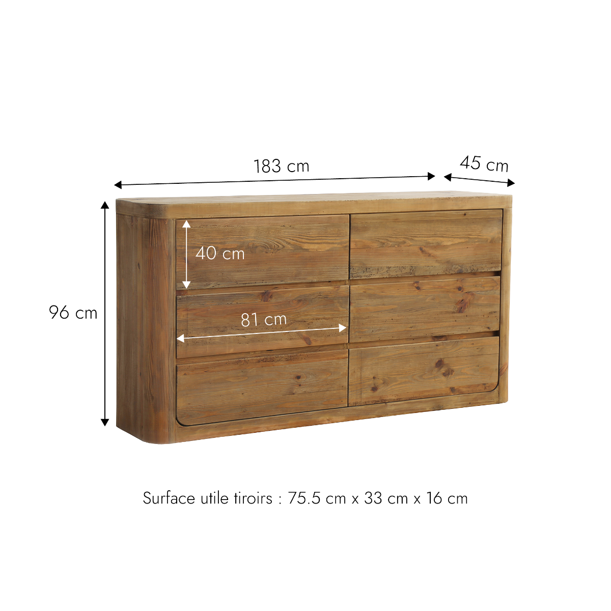 Commode en bois recyclé Blaise