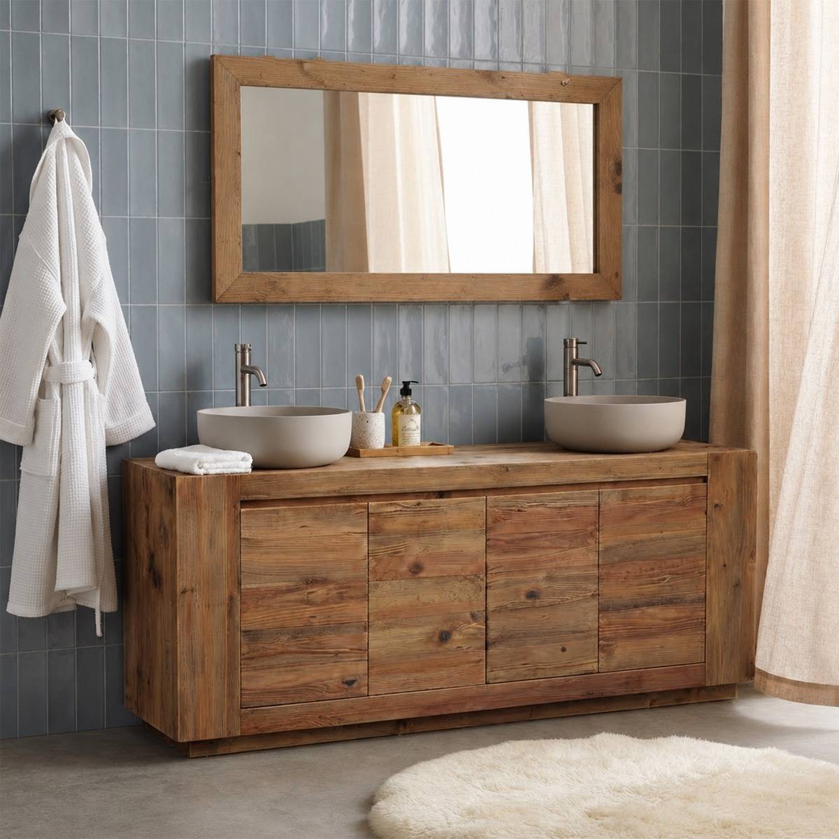 Meuble sous vasque en bois recyclé Blaise
