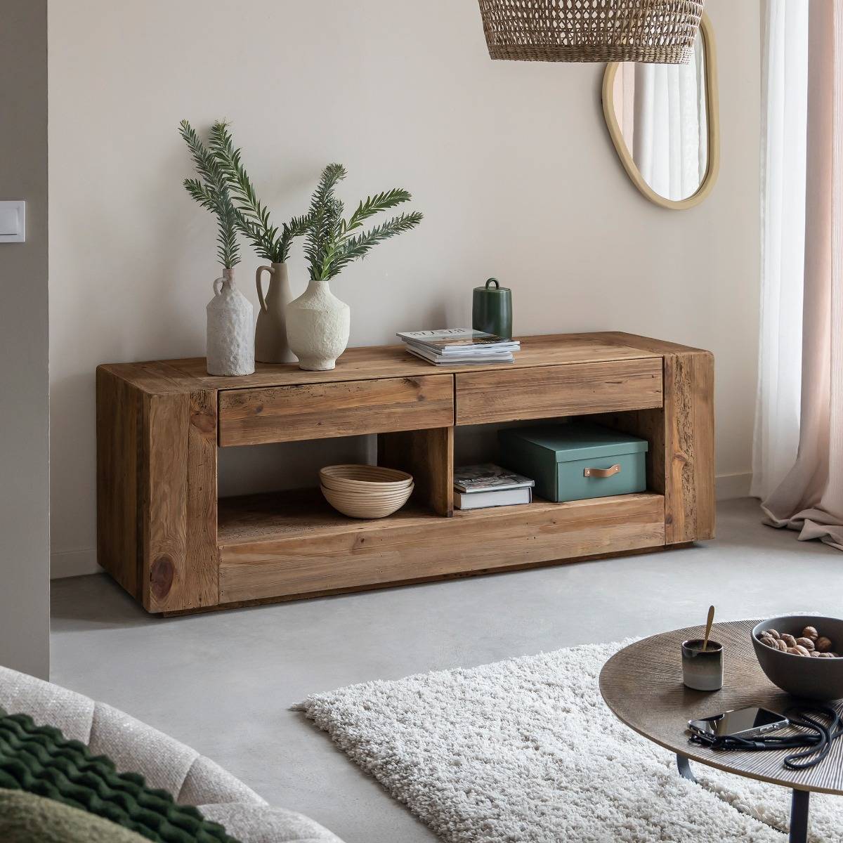 Meuble TV en bois recyclé 170 cm Blaise