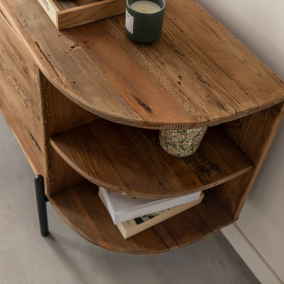 Meuble TV arrondi en bois recyclé Blaise