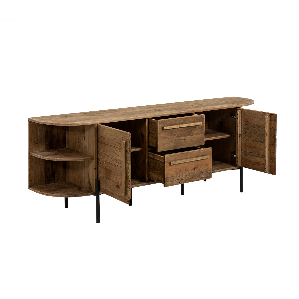 Meuble TV arrondi en bois recyclé Blaise