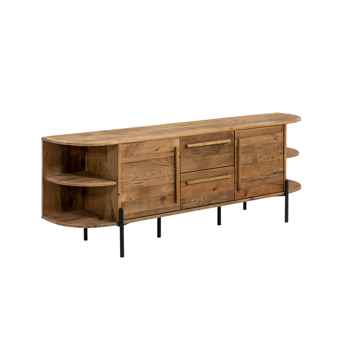 Meuble TV arrondi en bois recyclé Blaise