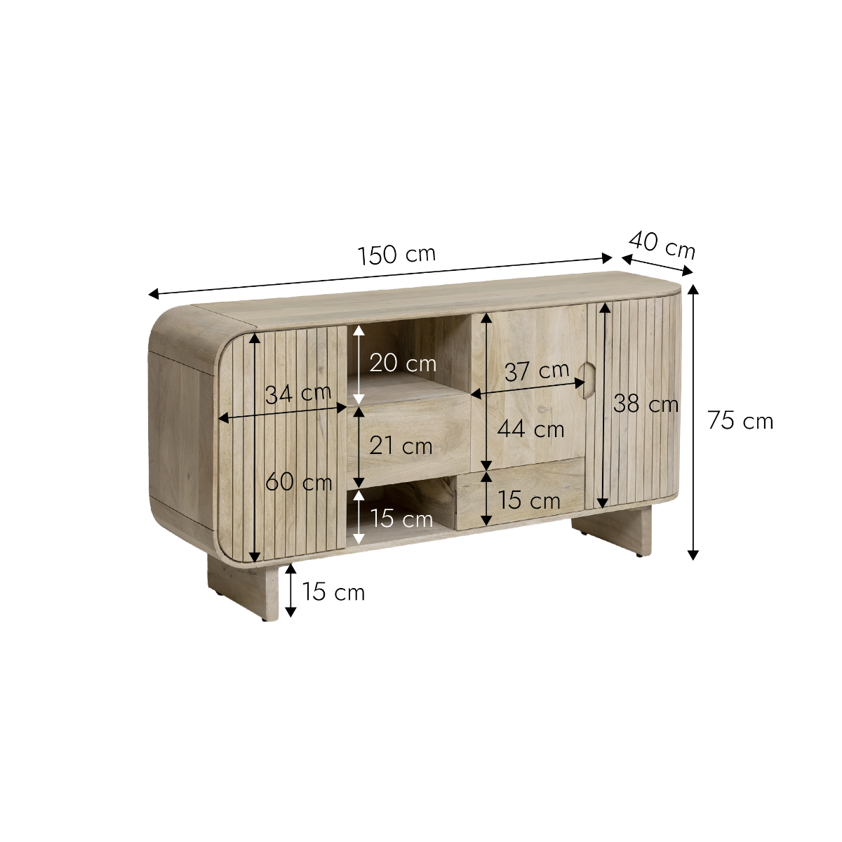 Buffet en bois de manguier clair Yoni