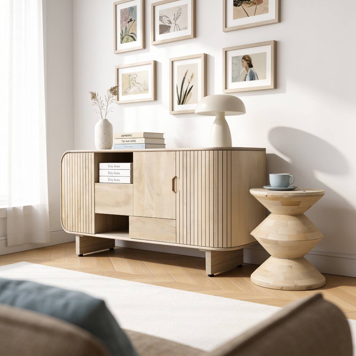 Buffet en bois de manguier clair Yoni