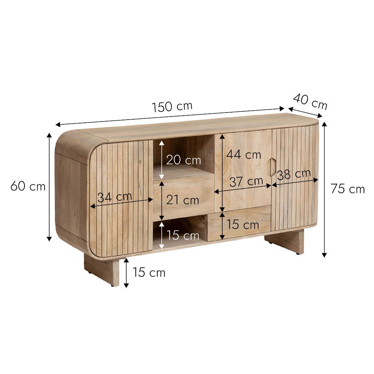 Buffet en bois de manguier Yoni