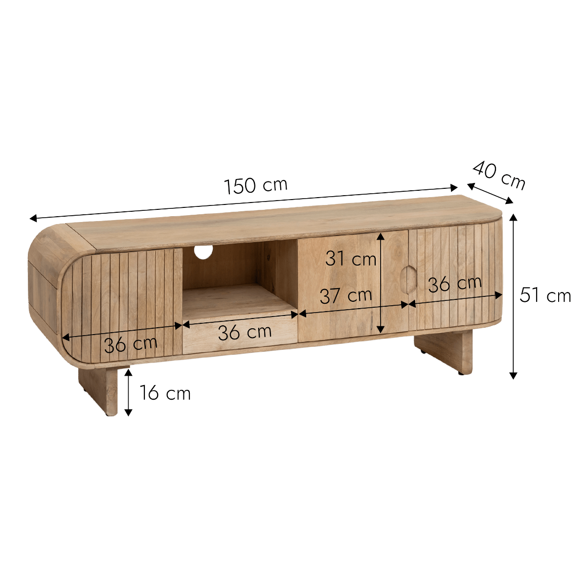 Meuble TV en bois de manguier Yoni