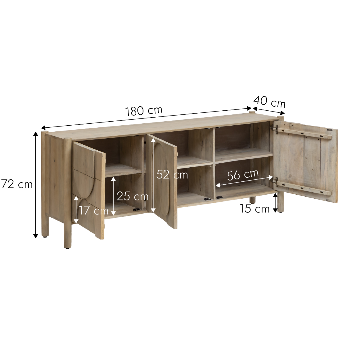 Buffet en bois de manguier Tysia