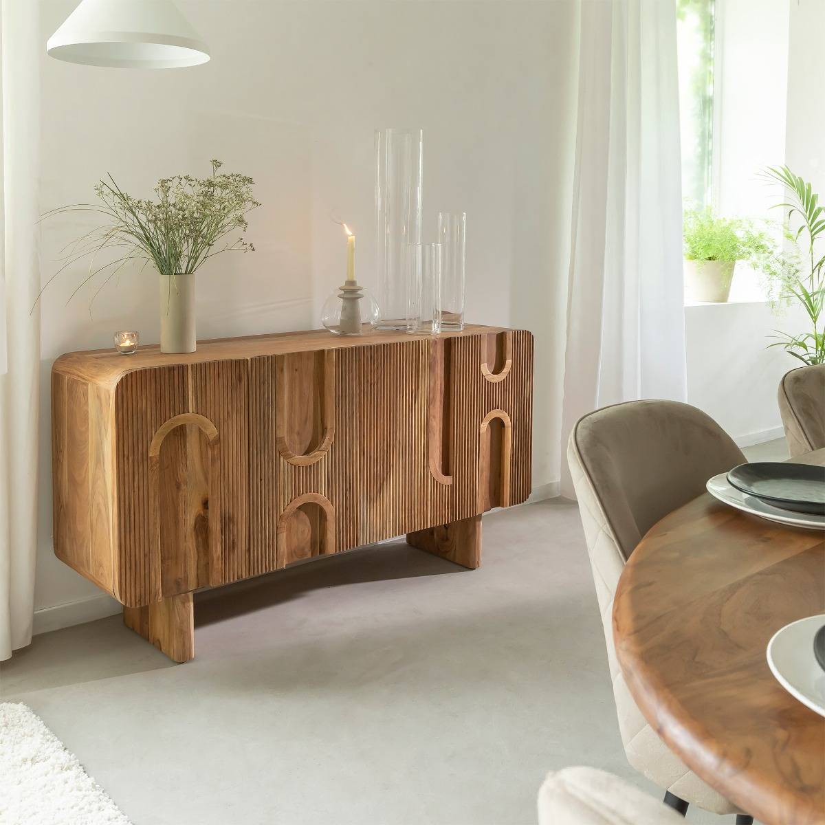 Buffet en bois d'acacia foncé Tilio