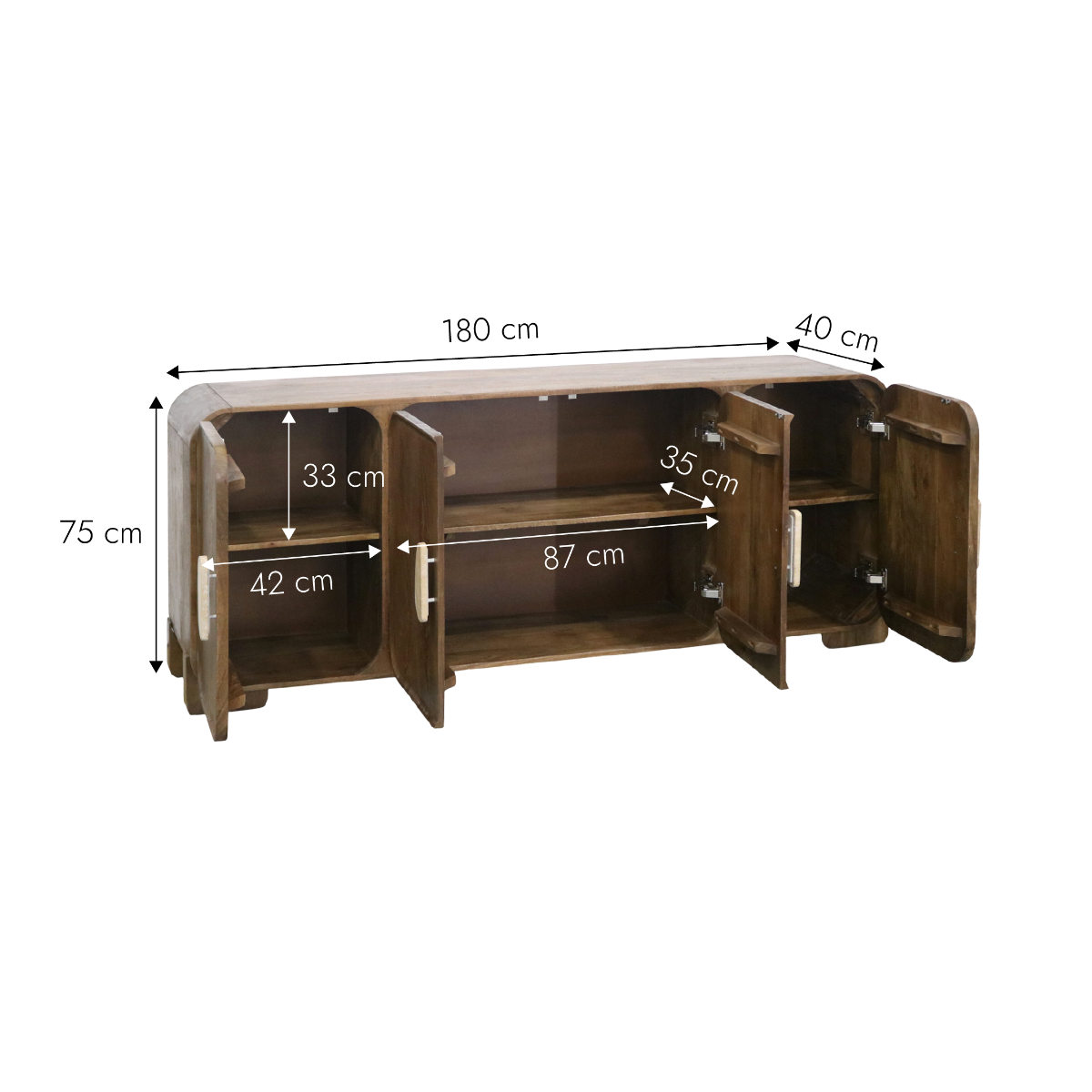Buffet 4 portes en bois de manguier Debby
