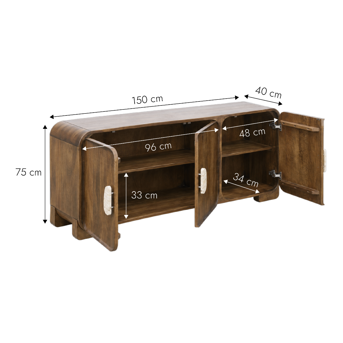 Buffet 3 portes en bois de manguier Debby