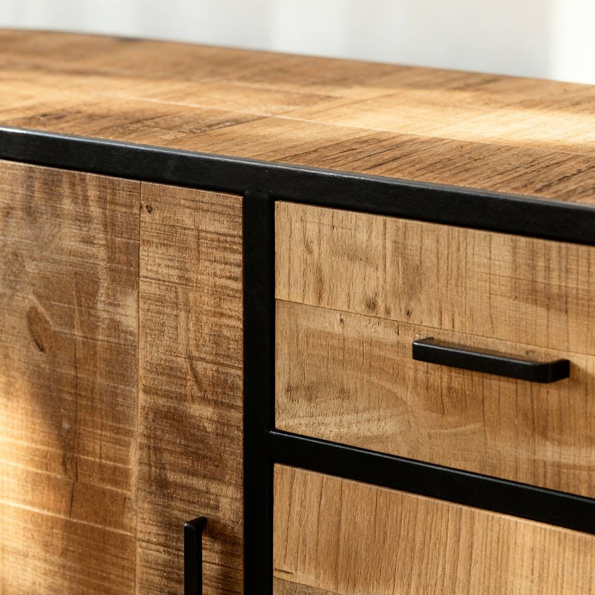 Petit buffet en métal et bois de manguier Achille