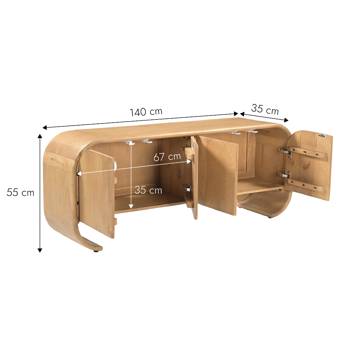Meuble TV en bois de manguier Chad
