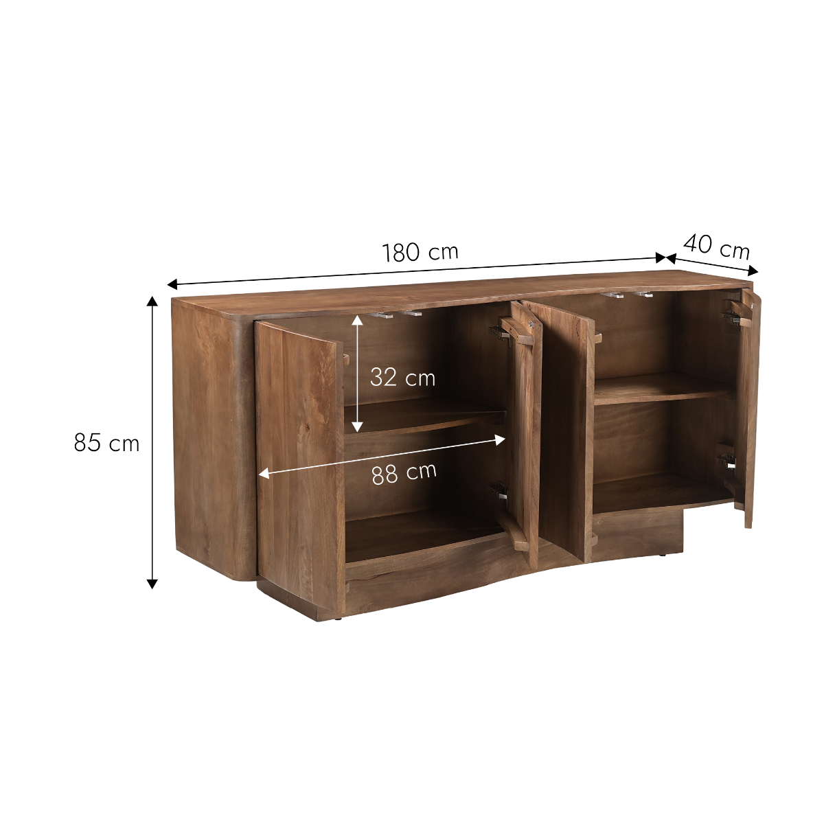 Buffet 4 portes en bois de manguier Eryndel