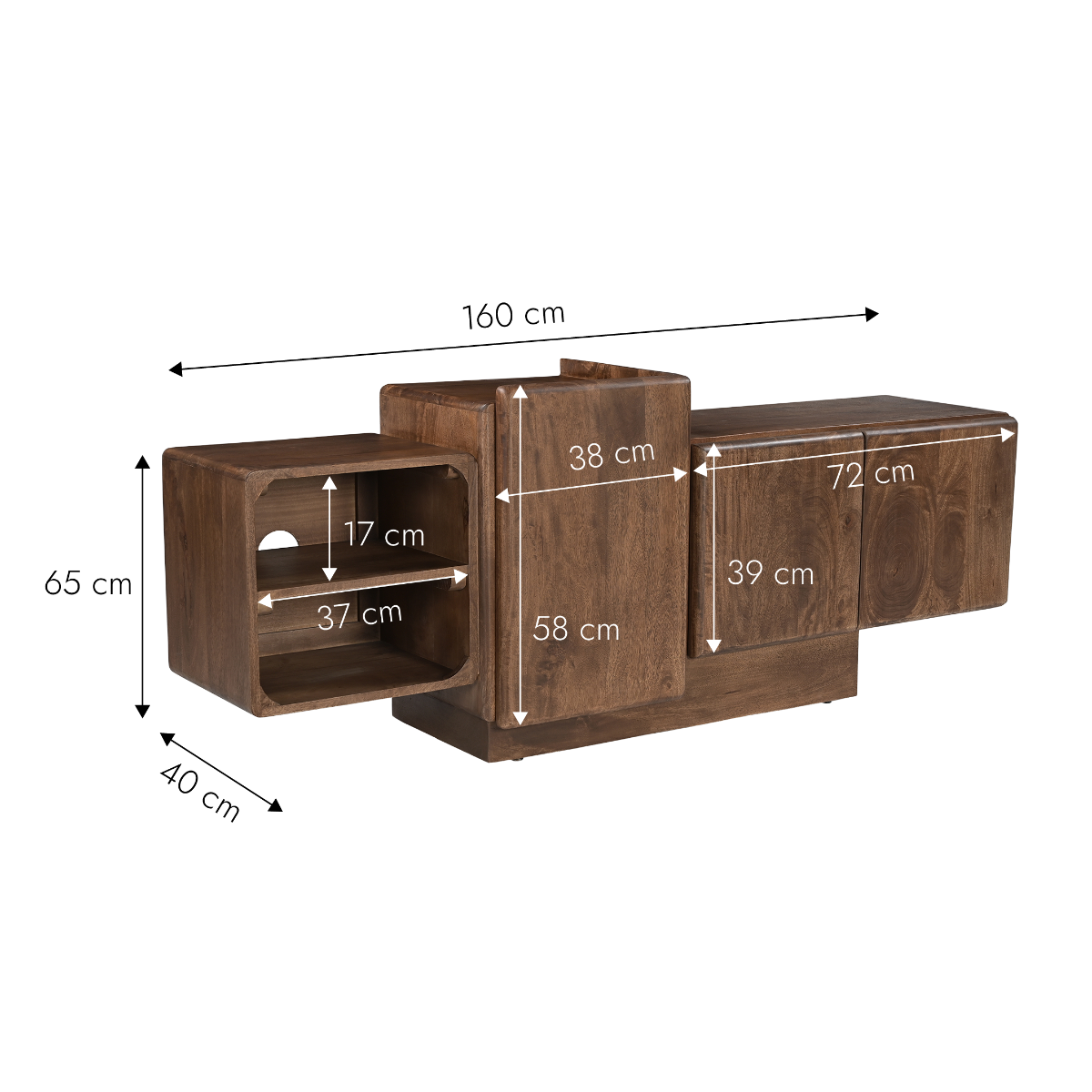 Meuble TV en bois de manguier Lysandre
