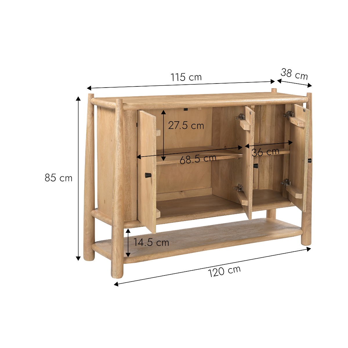 Buffet en bois de manguier Eliorine