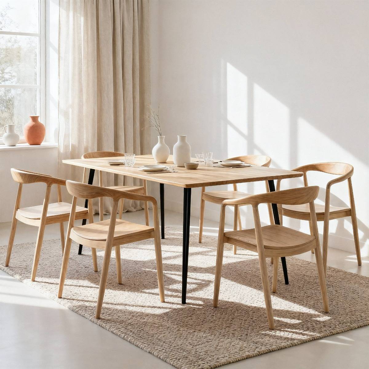 Table à manger en bois d'acacia et métal Alan