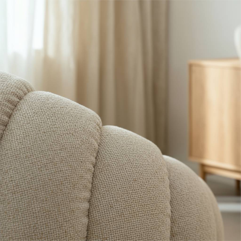 Fauteuil nuage en tissu écru Héléna