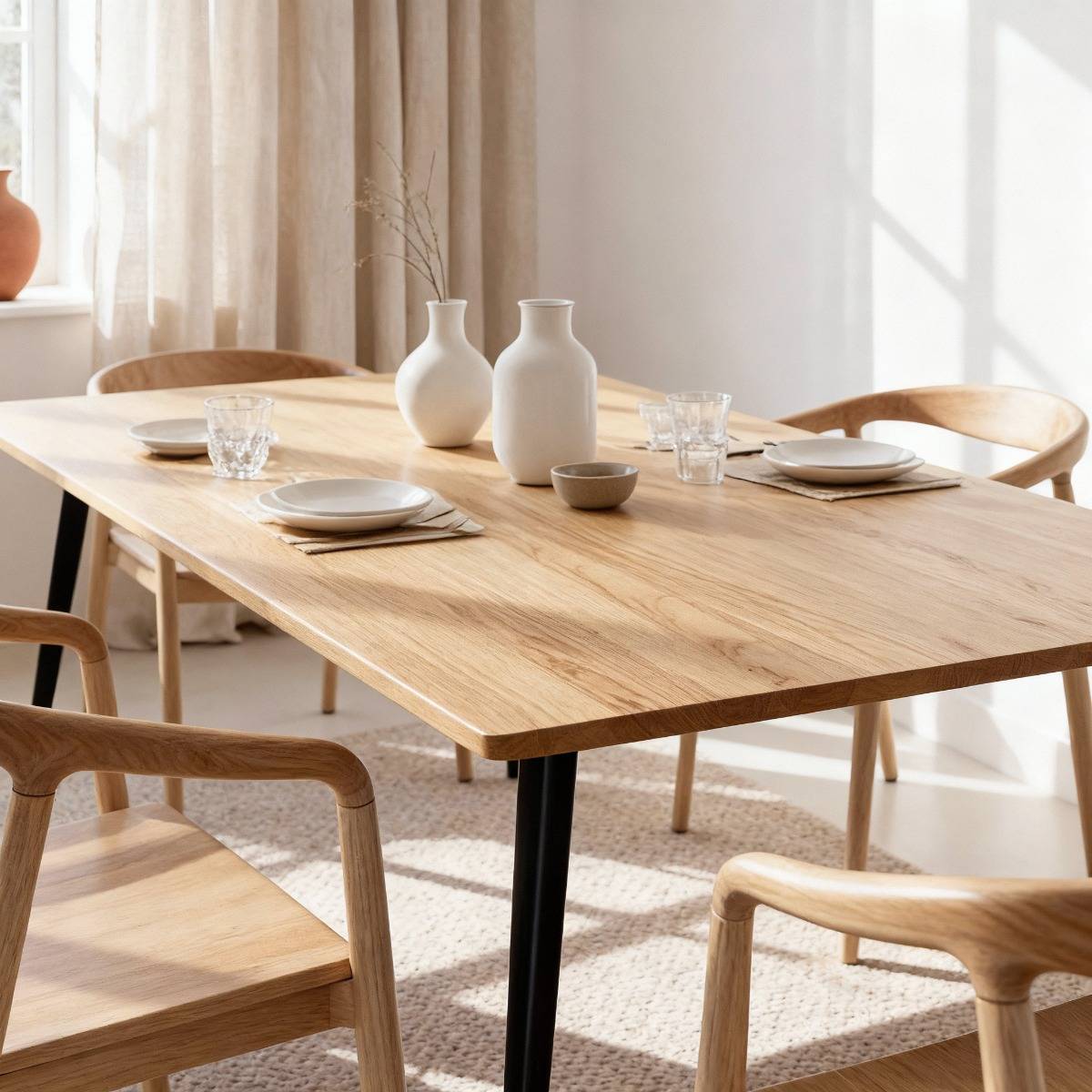 Table à manger en bois d'acacia et métal Alan