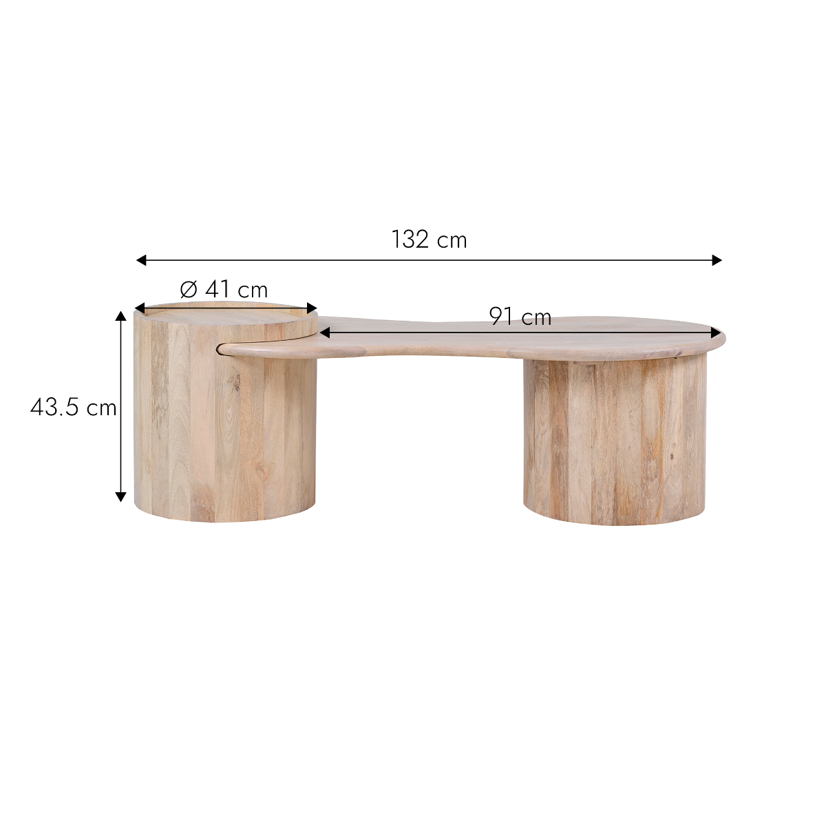 Table basse en vague en bois de manguier Silas