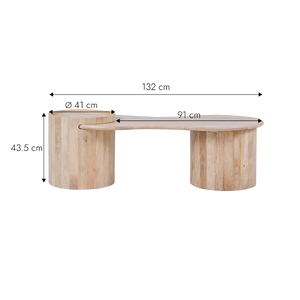 Table basse en vague en bois de manguier Silas
