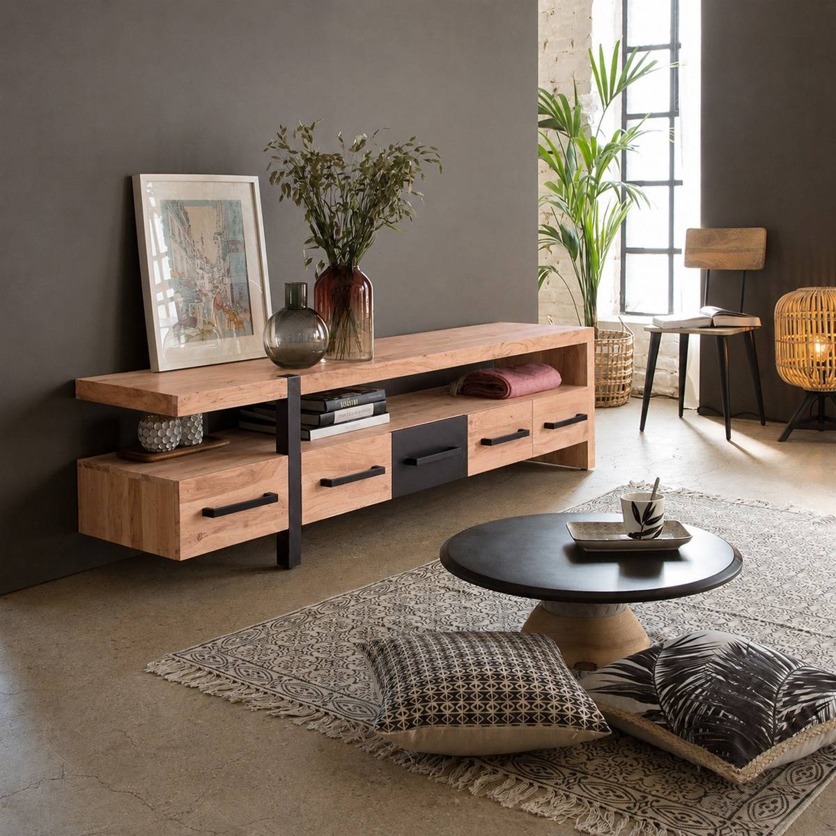 Meuble TV en bois d'acacia Praia