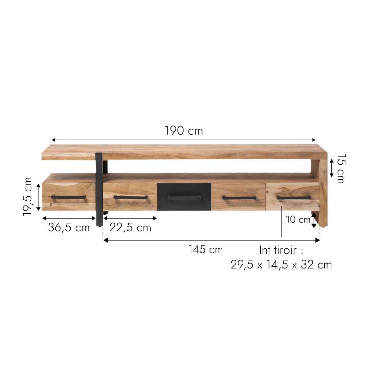 Meuble TV en bois d'acacia Praia