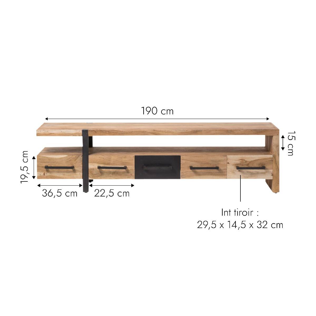 Meuble TV en bois d'acacia Praia
