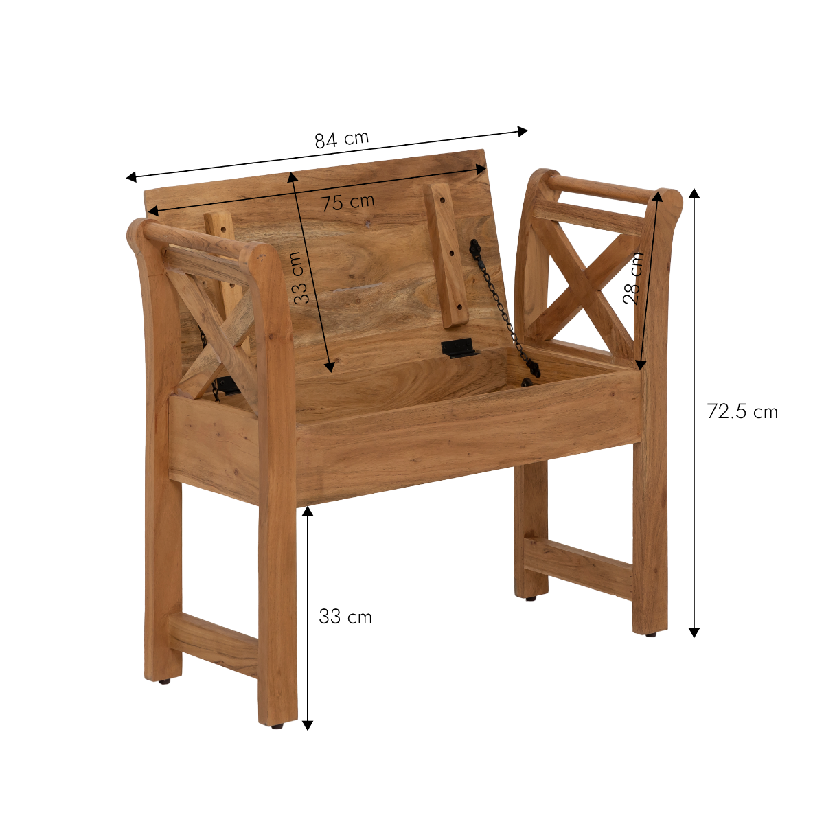 Petit banc en bois d'acacia Isolde