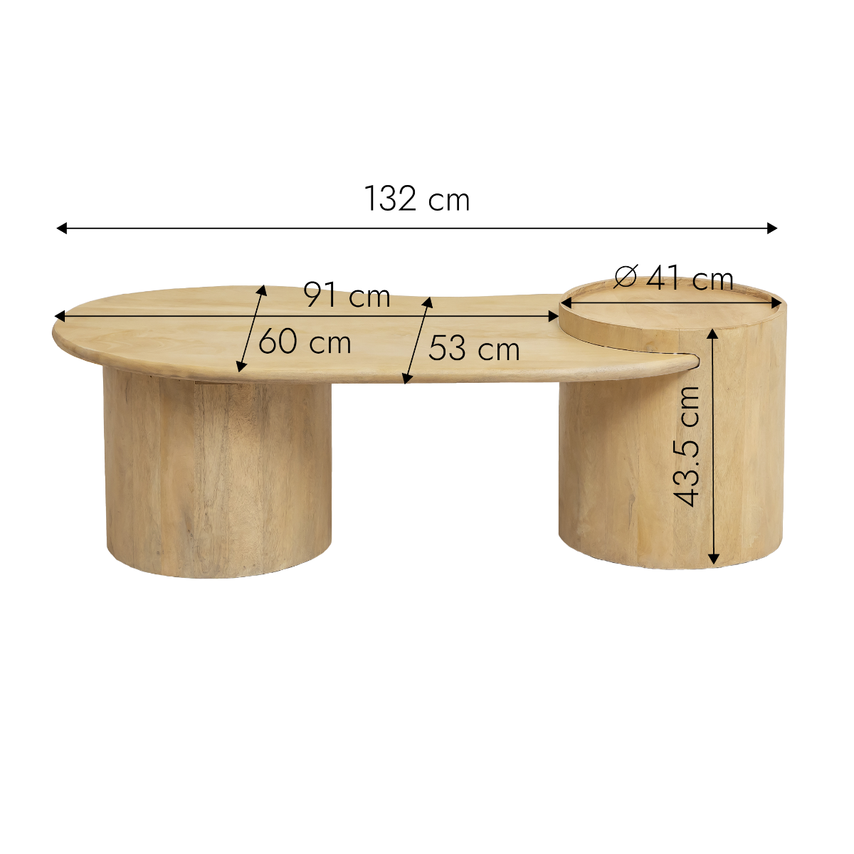 Table basse en vague en bois de manguier Silas