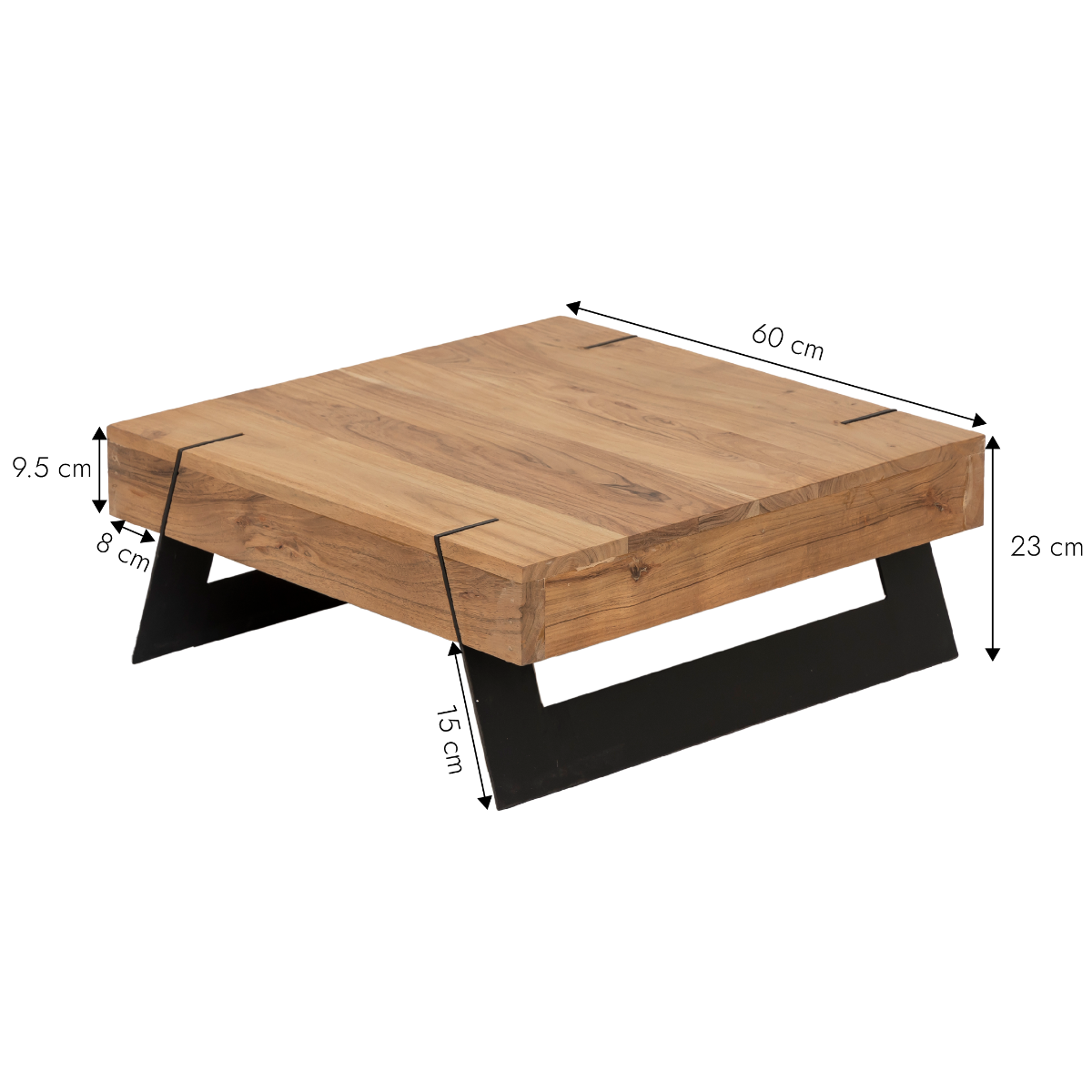 Table basse carré en bois d'acacia et métal Cassius