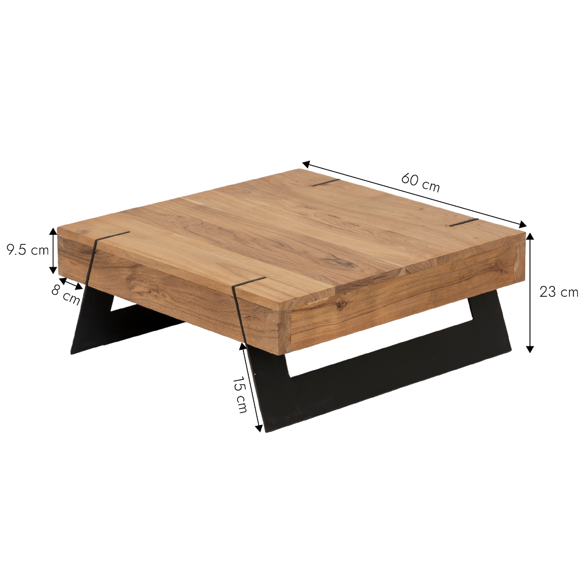 Table basse carrée en bois d'acacia et métal Cassius