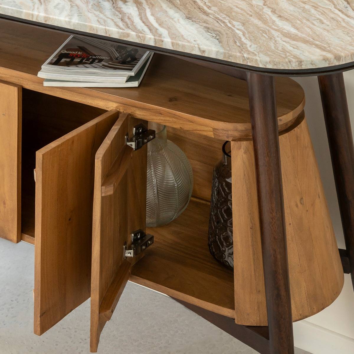 Buffet en bois d'acacia et marbre Simon