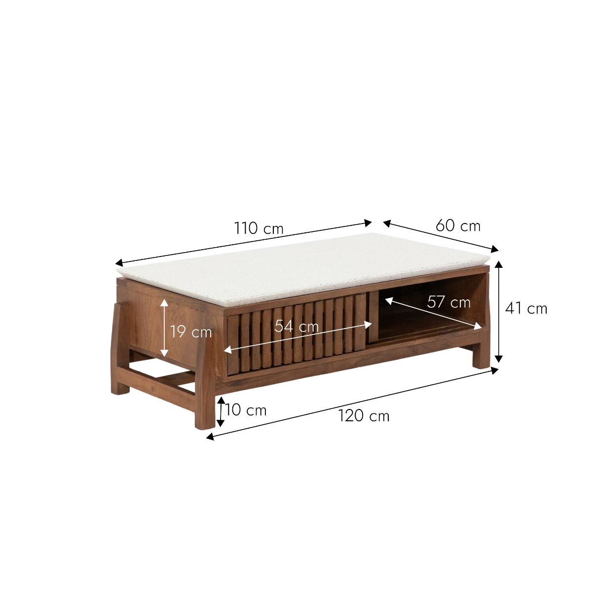 Table basse en bois d'acacia et terrazzo Kaelis