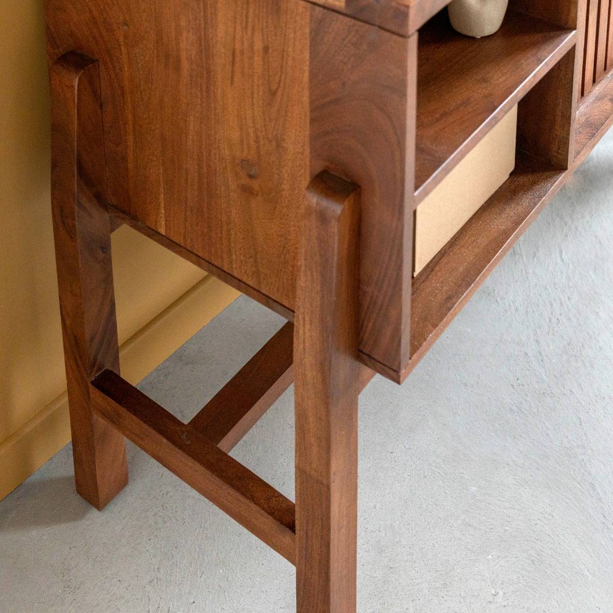Buffet 2 portes en bois d'acacia et terrazzo Kaelis