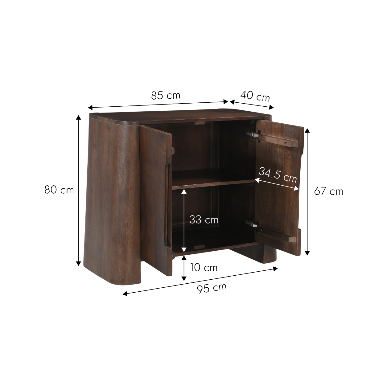 Buffet haut en bois de manguier foncé Liriel