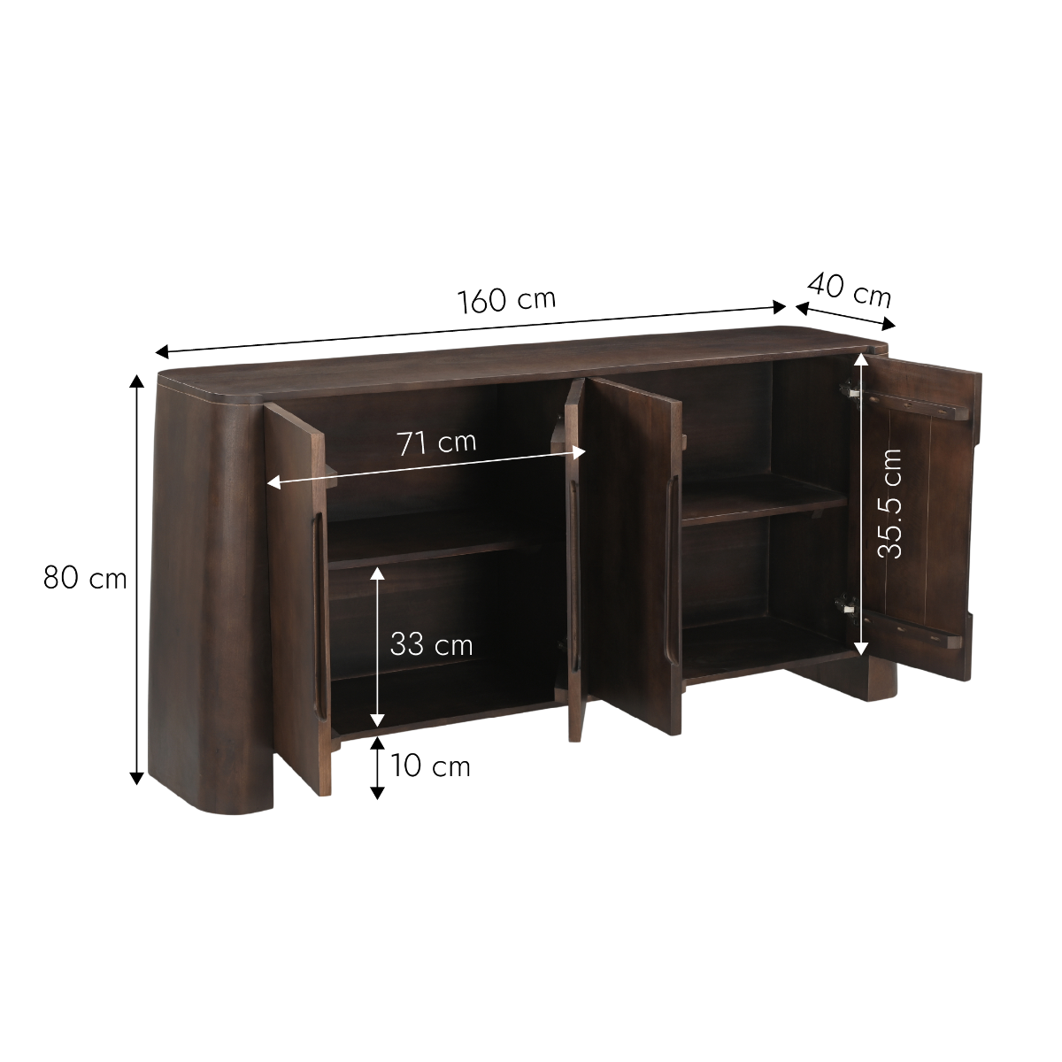 Buffet en bois de manguier foncé Liriel