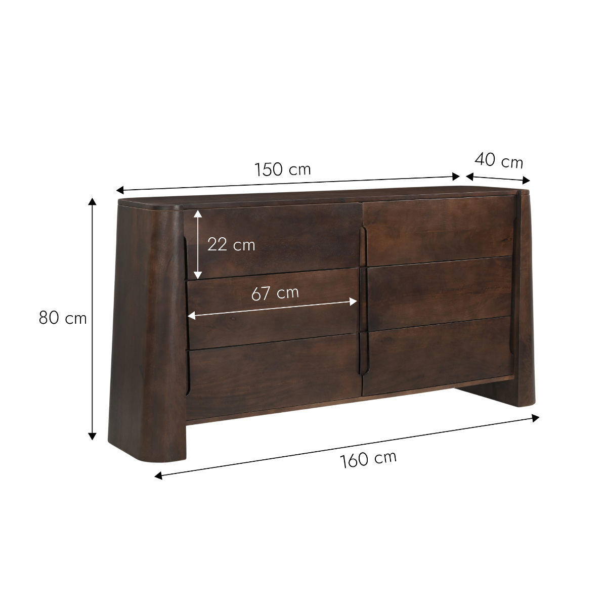 Commode en bois de manguier foncé Liriel