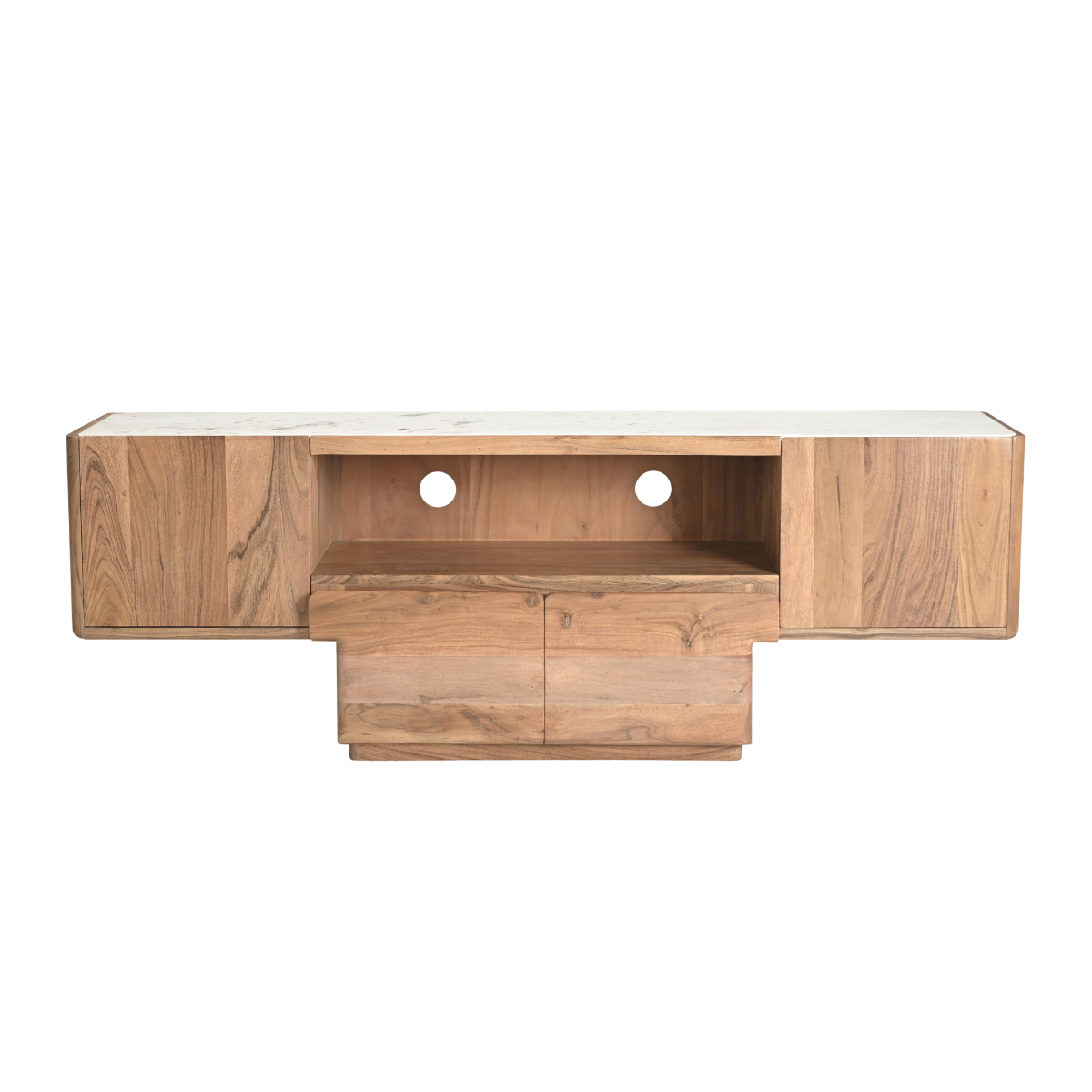 Meuble TV en bois d'acacia et marbre Tara