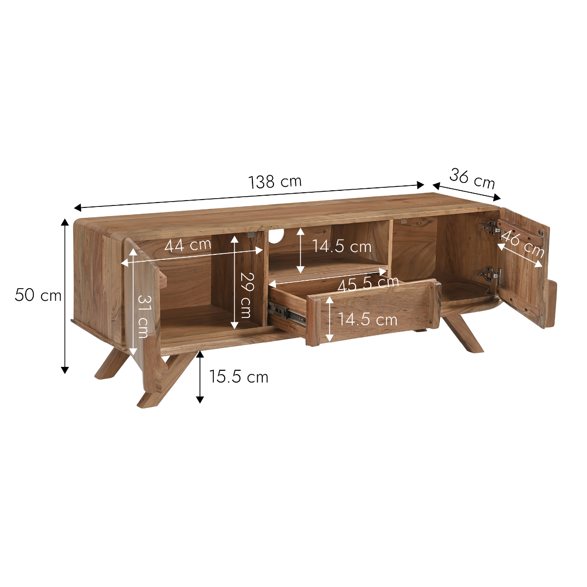 Meuble TV en bois d'acacia Vinnie