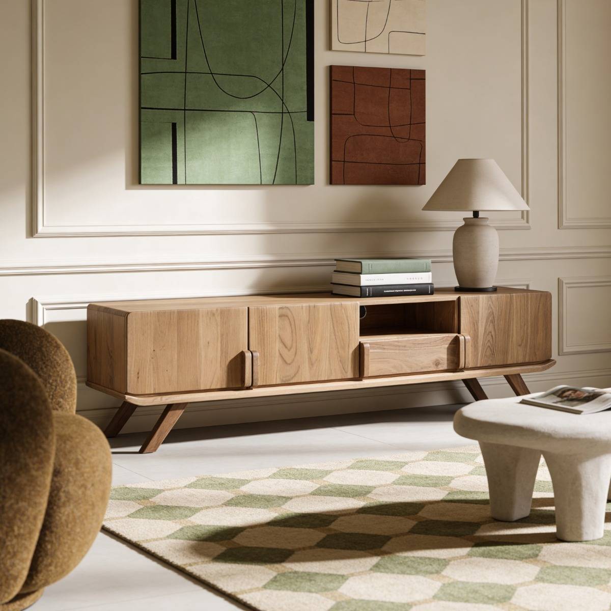 Meuble TV en bois d'acacia 190cm Vinnie
