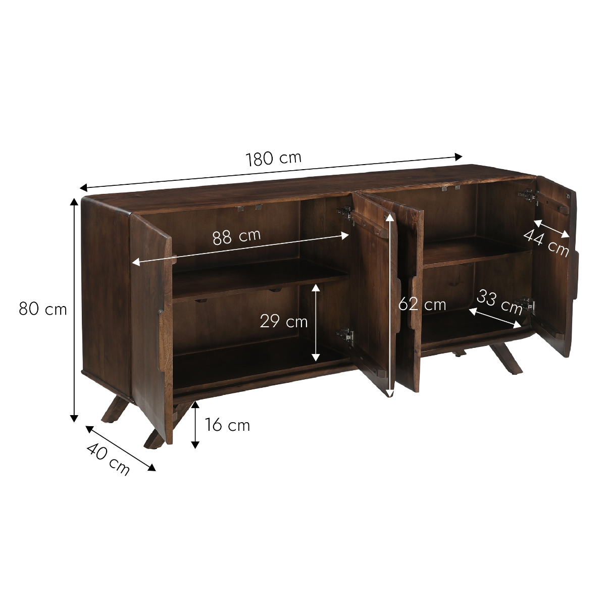 Buffet en bois de manguier foncé Nicolas