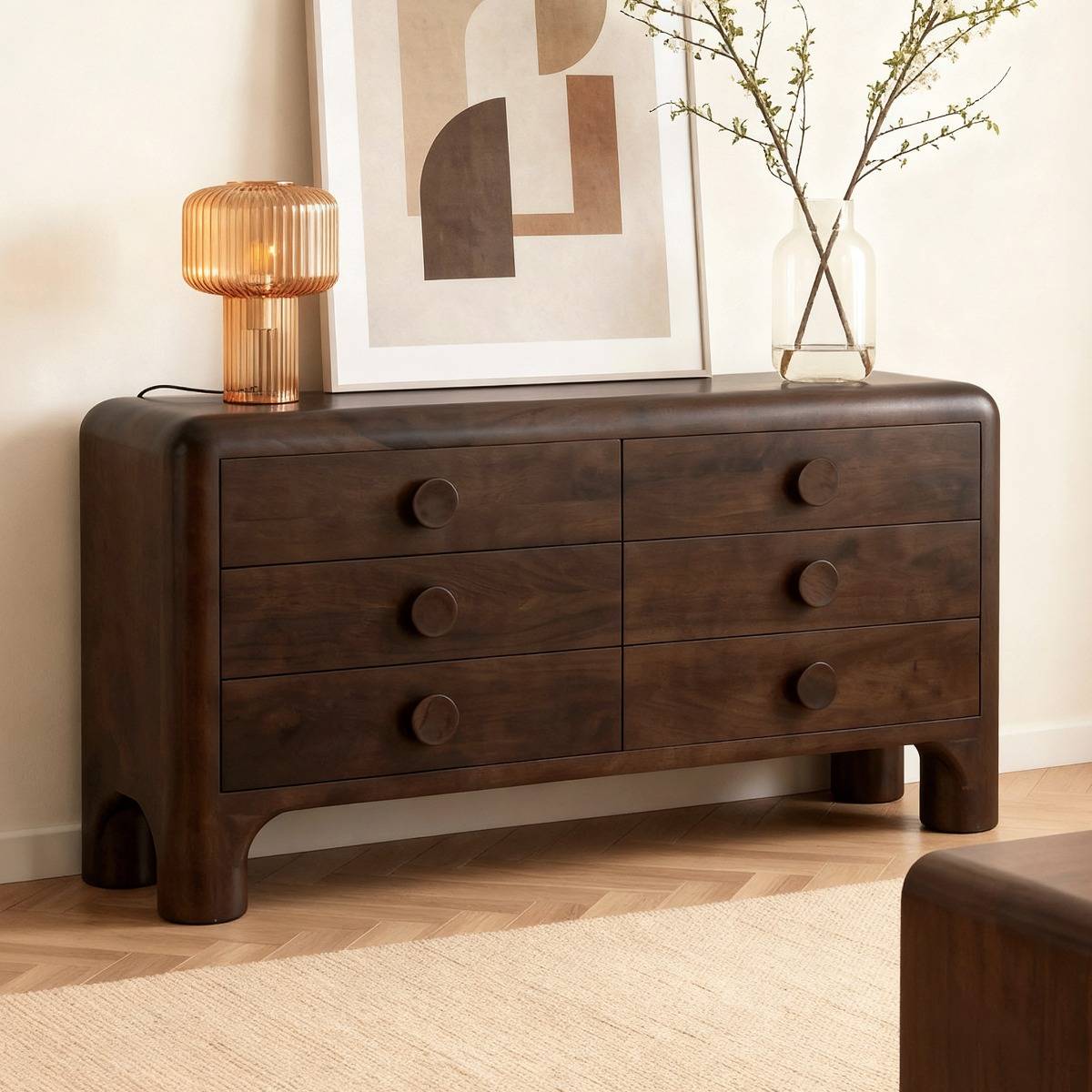 Commode en bois de manguier foncé Alanah