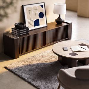 Meuble TV en bois de manguier et marbre Tobias