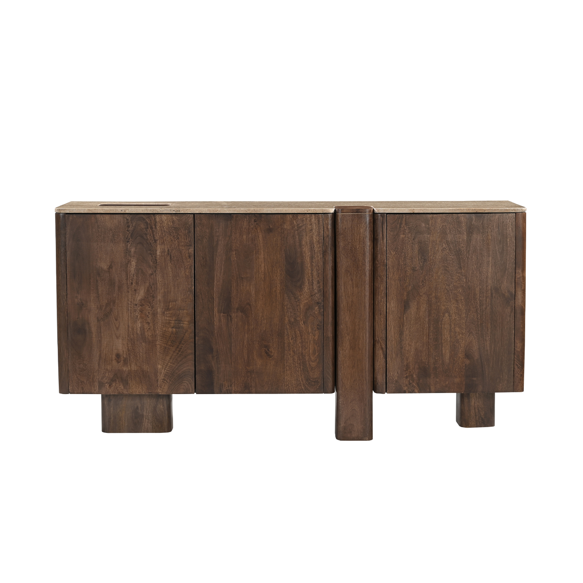 Buffet en bois de manguier et travertin Carola