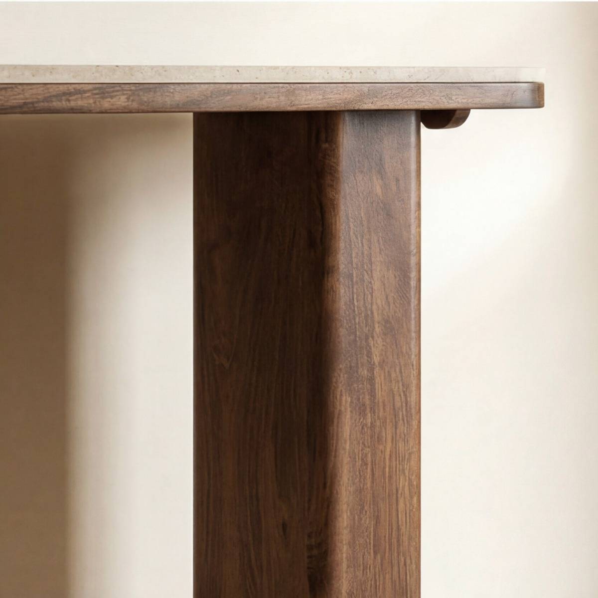 Console en bois de manguier et travertin Carola