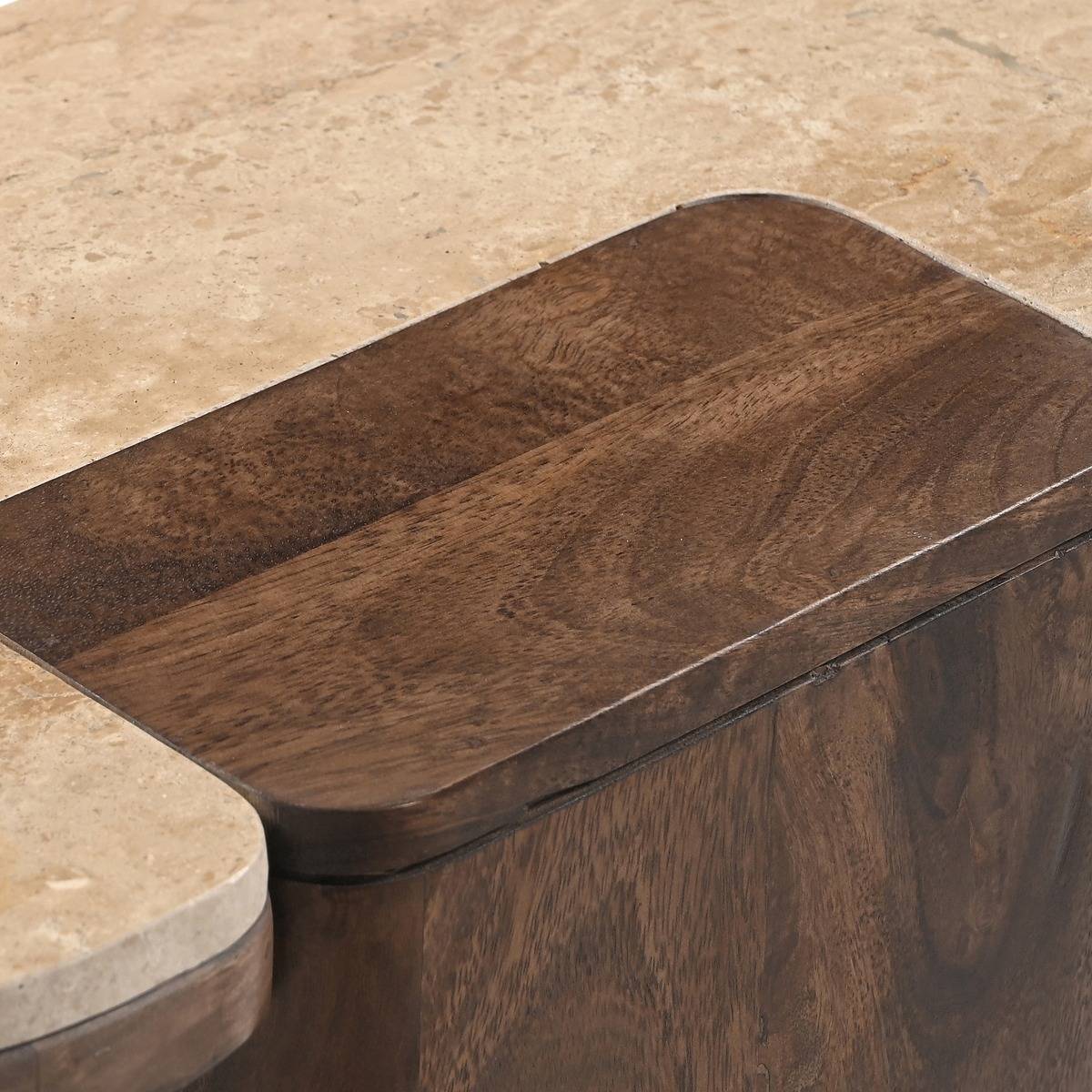 Console en bois de manguier et travertin Carola